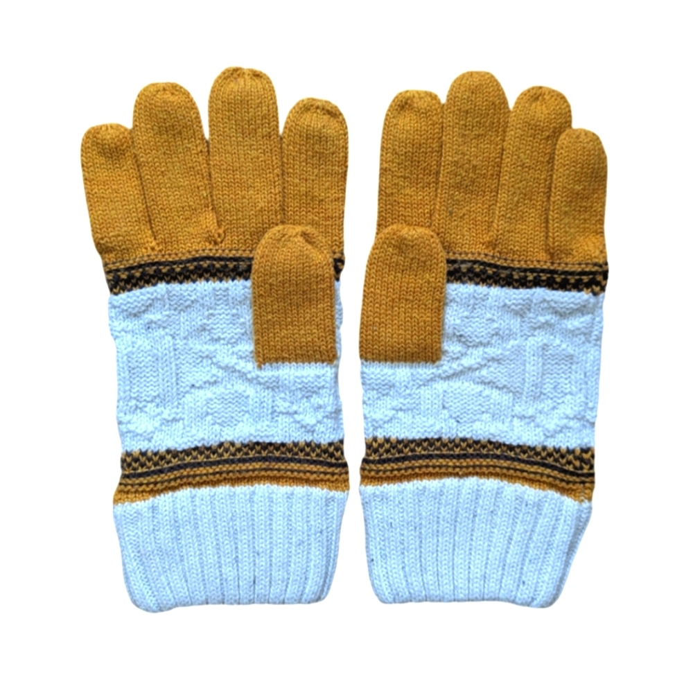 Smartwool Mustard Yellow and White Knit Gloves